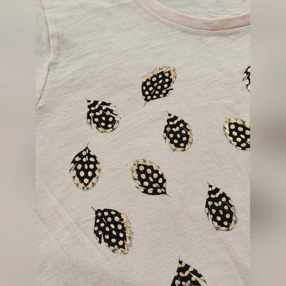 NWT J.Crew Women's Blush Pink Metallic Feathers Collectors Tee Size Medium - Picture 2 of 4